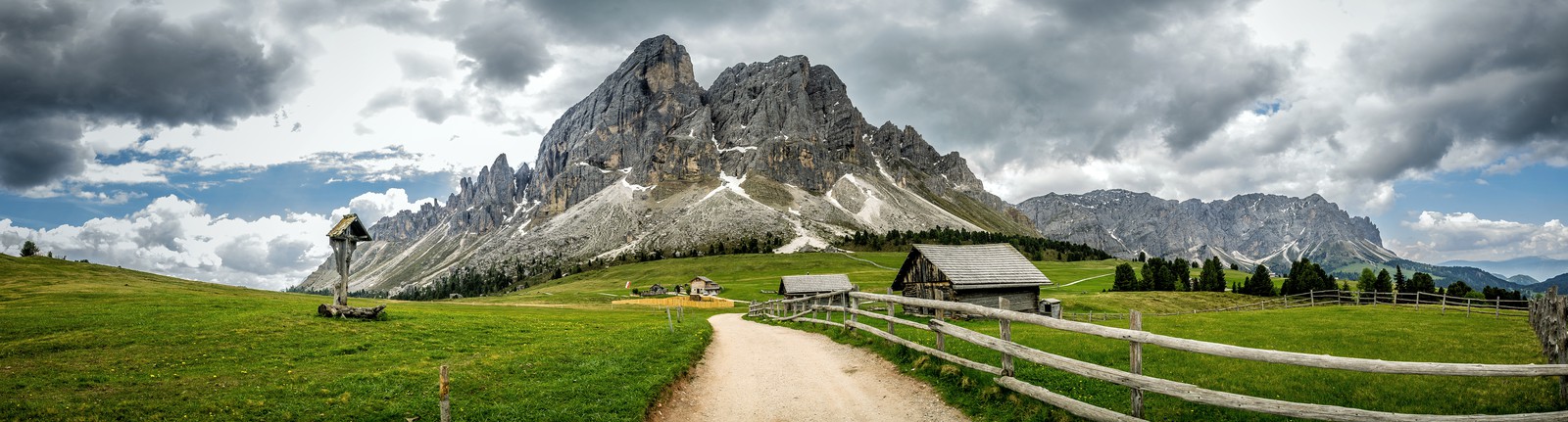 Original unprocessed panoramic photo with mountainous landscape